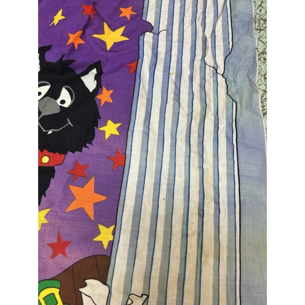 Halloween Decor Fabric Door Panel Tapestry Witch Bats Spider Jack O' Lantern VTG